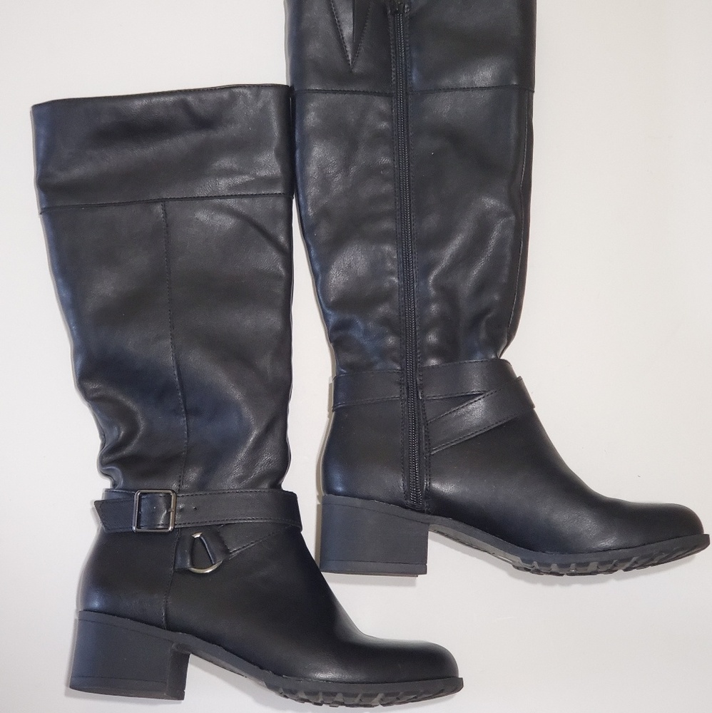 Style & Co black leather boots Sz 6M
